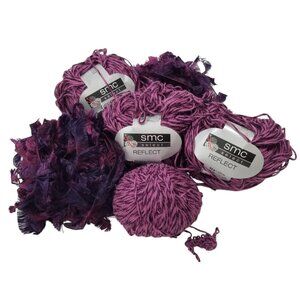 SMC Reflect Rayon Cotton Yarn & Eyelash Yarn 4 Skeins Berry Variegated Purples